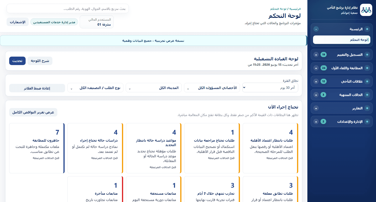 معاينة آمنة لجولة تعريفية لأقسام منصة التآخي